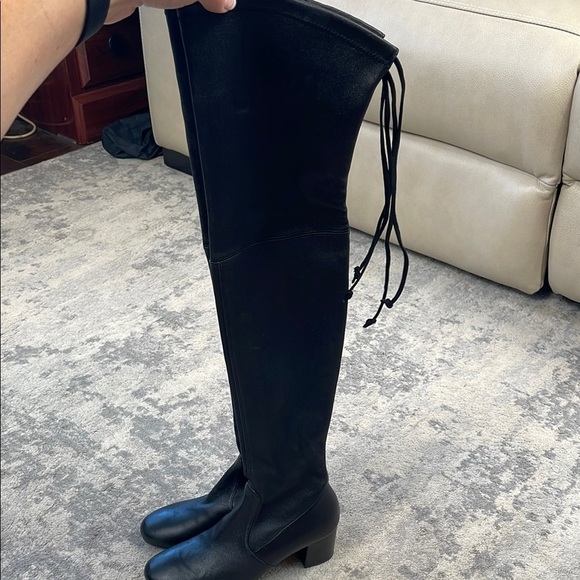 New Stuart Weitzman Genna 60 City Over the Knee Boots Black Stretch Leather 5 - Picture 5 of 15